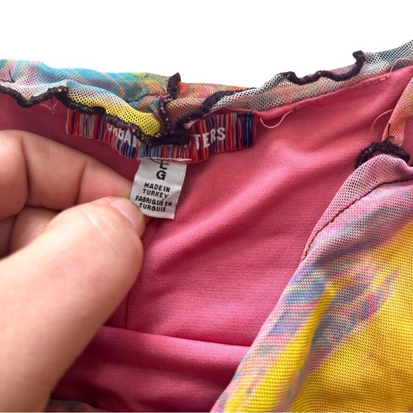 Urban Outfitters Moxie Mesh Mini Slip Dress Sunset Cactus Desert Print Sz Large - Picture 10 of 12